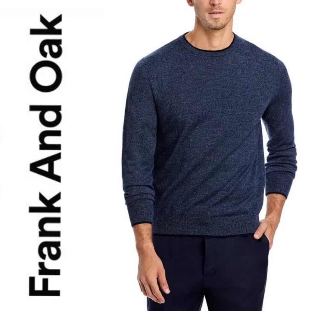 Frank & Oak Heathered Navy Crewneck Sweater